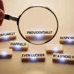 synonyms for luckily