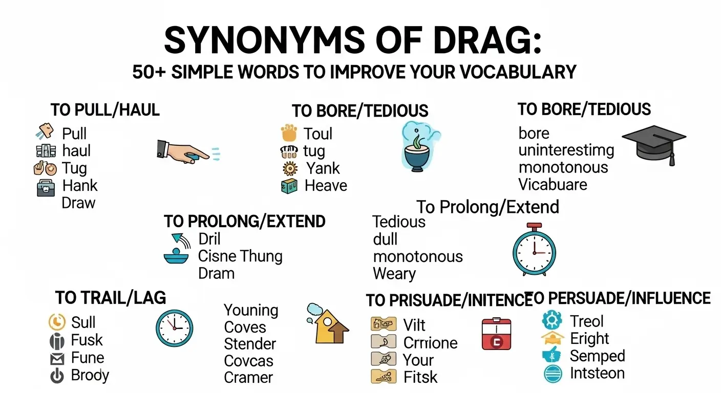Synonyms of Drag: 50+ Simple Words to Improve Your Vocabulary