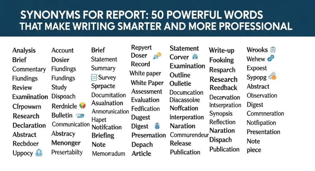 synonyms for report